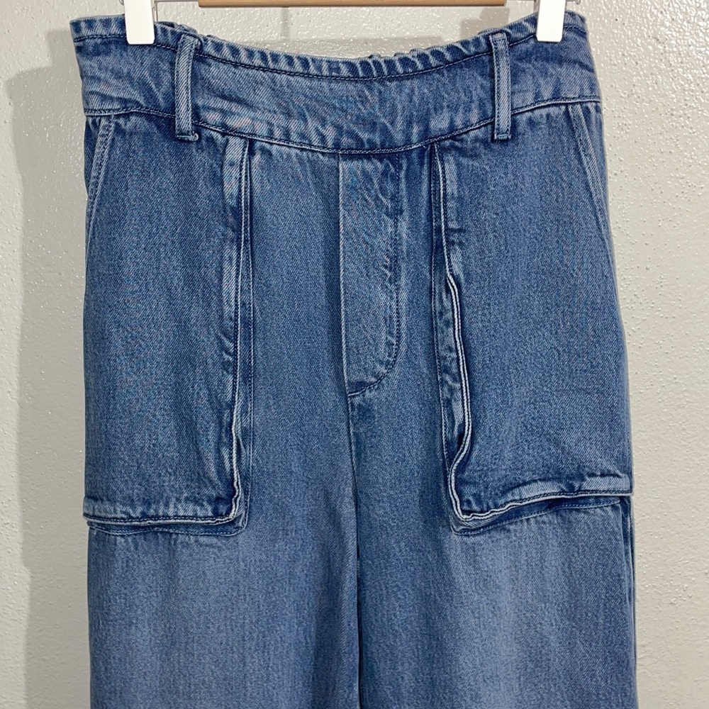 High-Rise Wide Leg Denim Pants in Blue - Picture 2 of 12